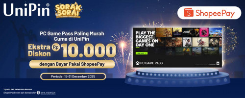 Main Ratusan Game PC Lebih Hemat! Nikmati Diskon Rp10.000 dengan Beli PC Game Pass di UniPin Pakai ShopeePay!